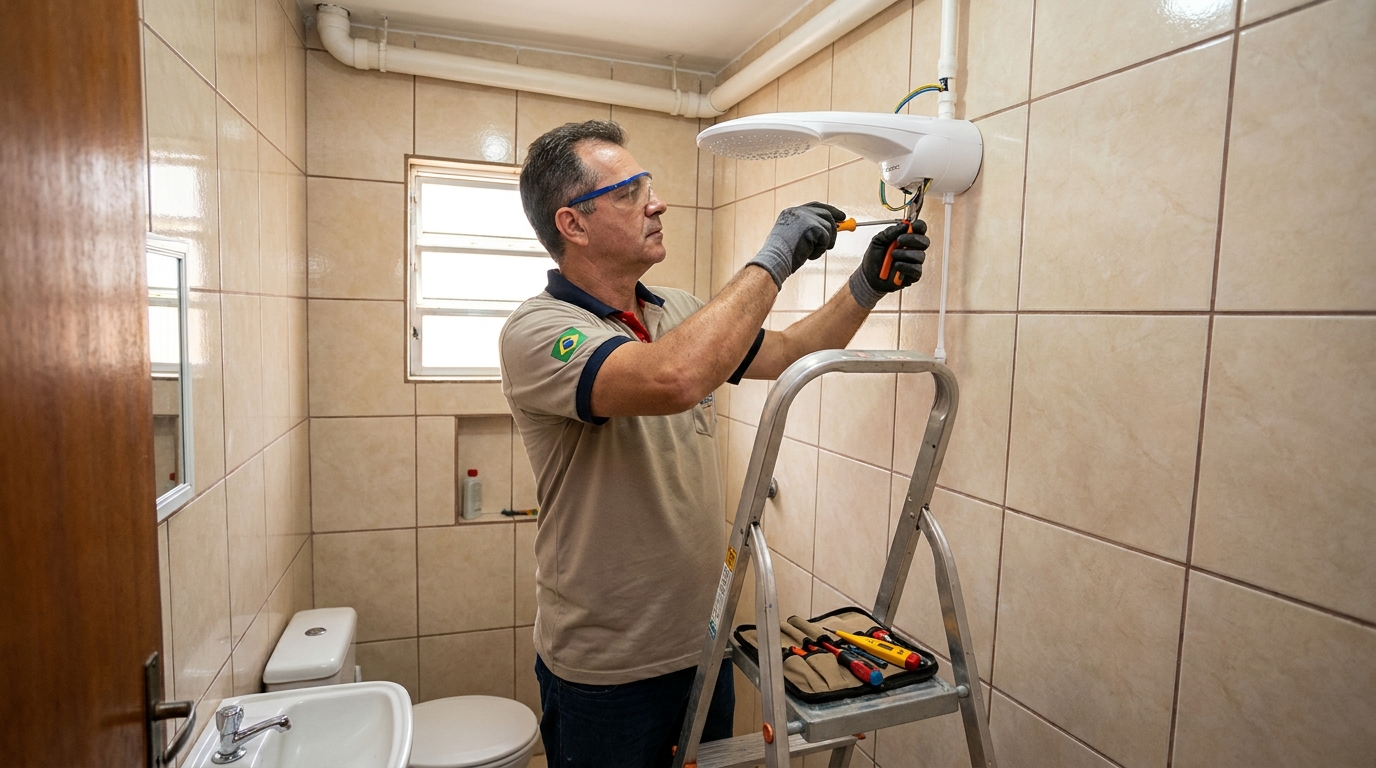 Substituição de Chuveiro Antigo no Setor Sol Nascente, Palmas‑TO